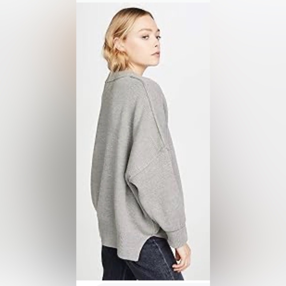 Free People Wool Blend Relaxed Grey Raglan Sweater